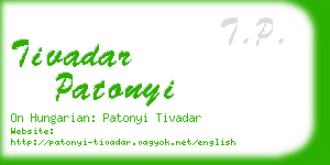 tivadar patonyi business card